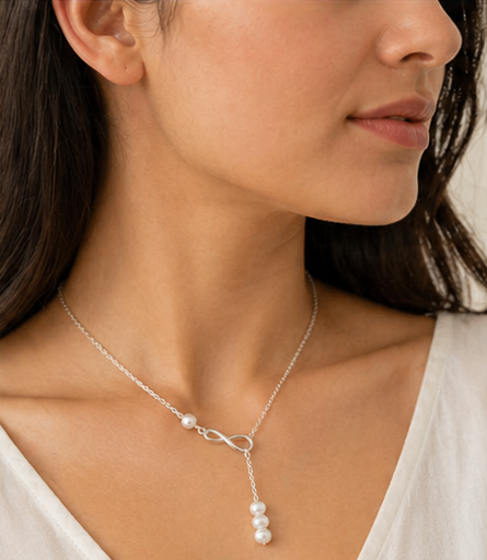 Infinity Pearl Drop Necklace