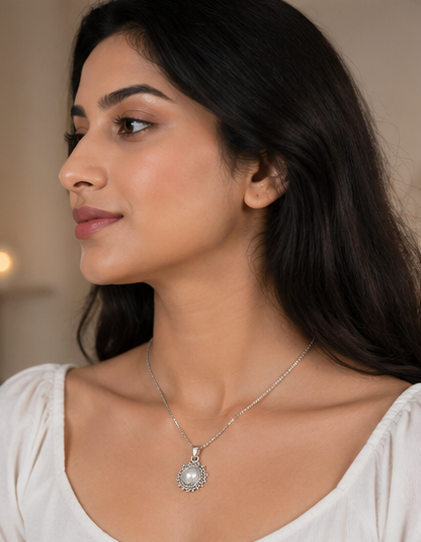 Elegant Sunflower Pearl Necklace