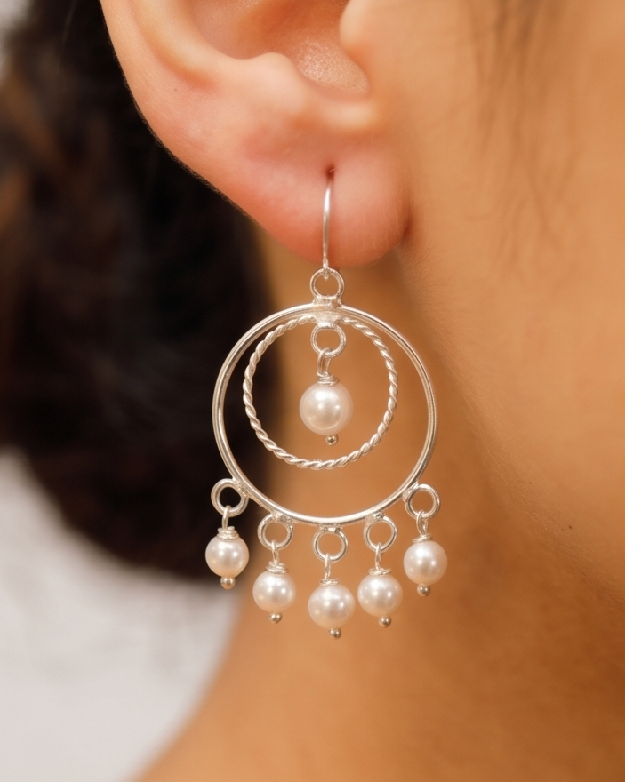 Handcrafted Pearl Charm Earrings
