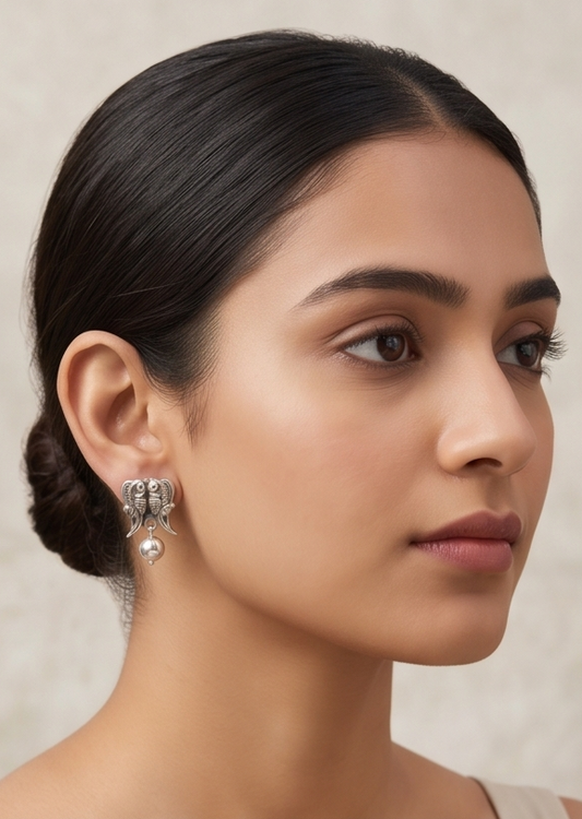Antique Silver Fish Charm Earrings