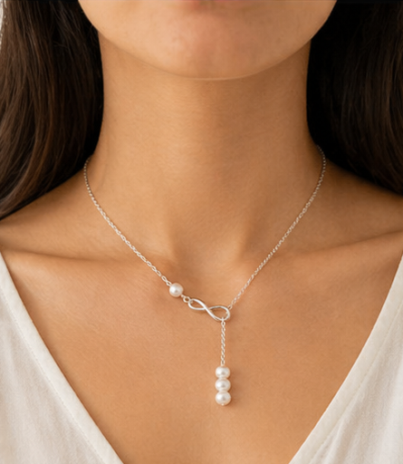 Infinity Pearl Drop Necklace