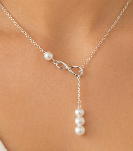 Infinity Pearl Drop Necklace