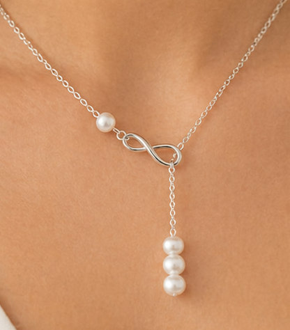 Infinity Pearl Drop Necklace