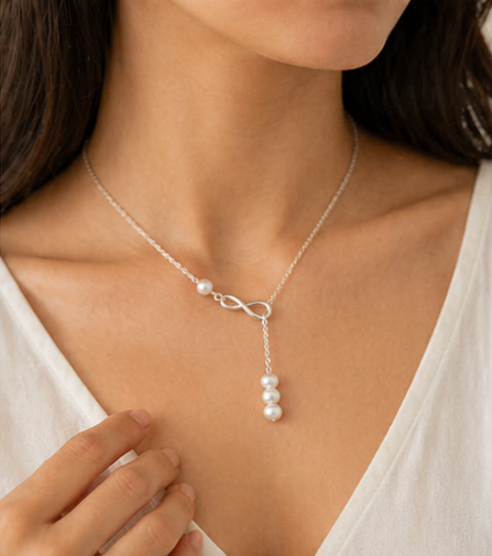 Infinity Pearl Drop Necklace
