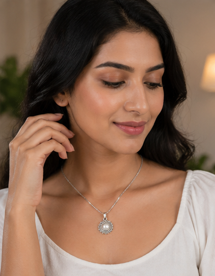 Elegant Sunflower Pearl Necklace