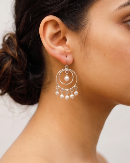 Handcrafted Pearl Charm Earrings