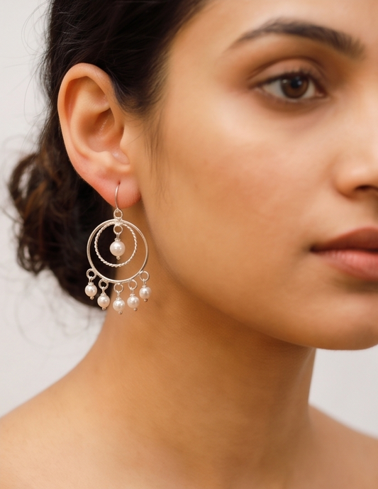 Handcrafted Pearl Charm Earrings